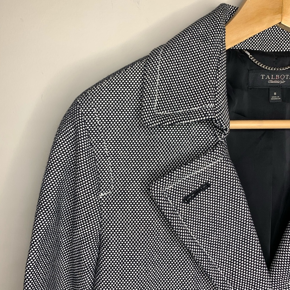 Talbots Black & White Check One Button Jacket 8 - image 3